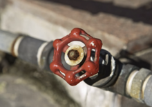 A red gate valve